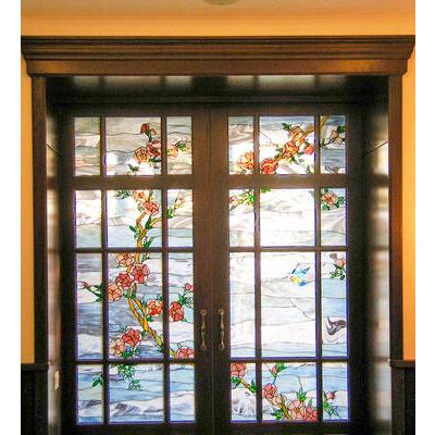 Дверь из массива с витражом ДМ 43